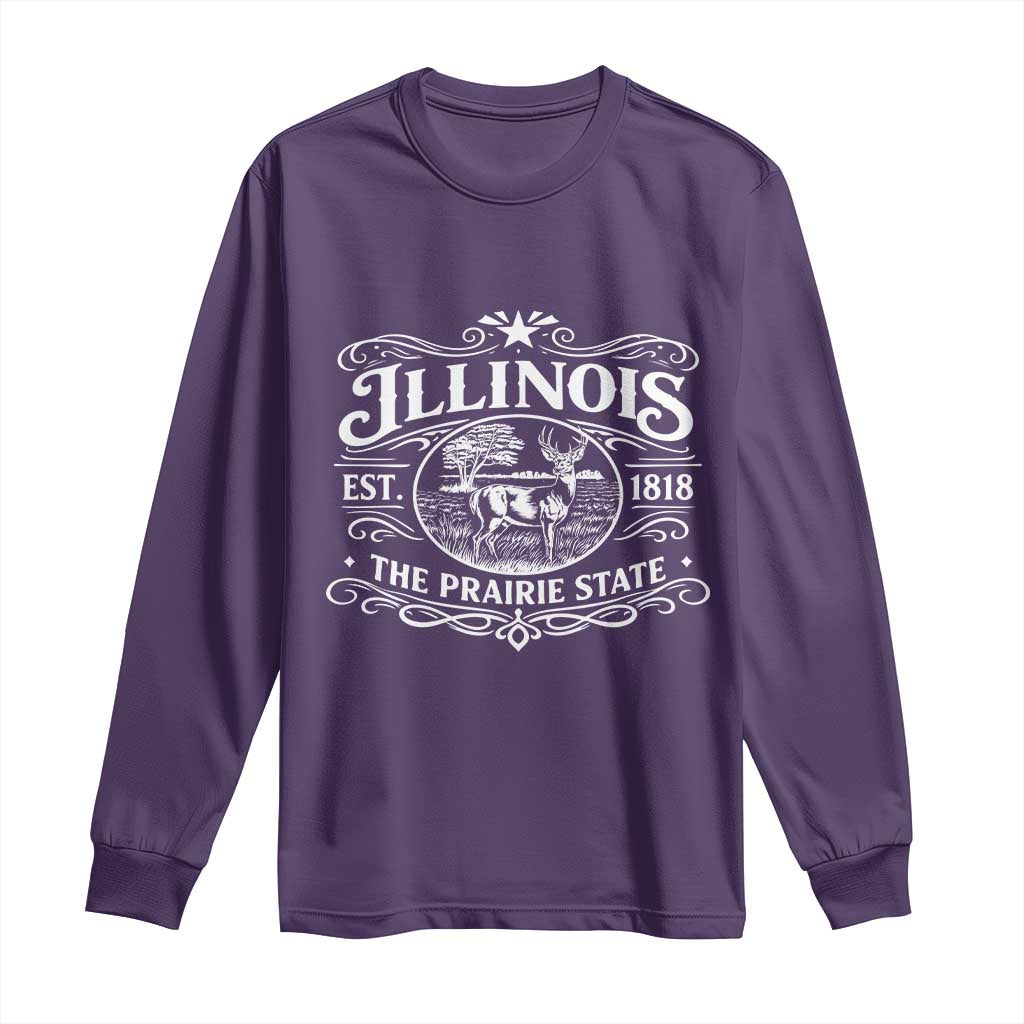 Illinois State Pride Long Sleeve Shirt The Prairie State Souvenir Gift TS12 Purple Print Your Wear