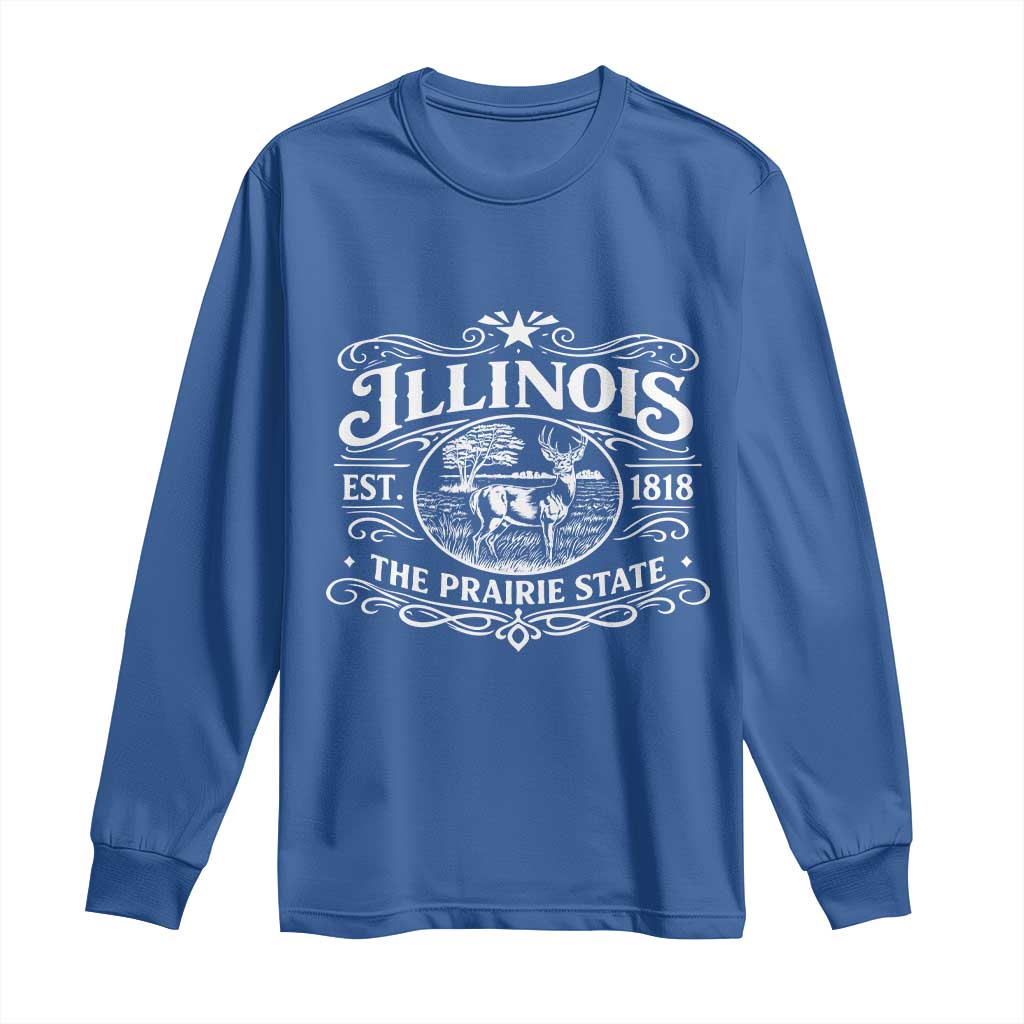 Illinois State Pride Long Sleeve Shirt The Prairie State Souvenir Gift TS12 Royal Blue Print Your Wear