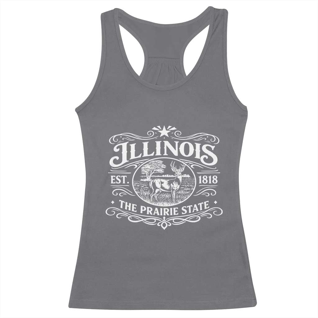 Illinois State Pride Racerback Tank Top The Prairie State Souvenir Gift TS12 Charcoal Print Your Wear