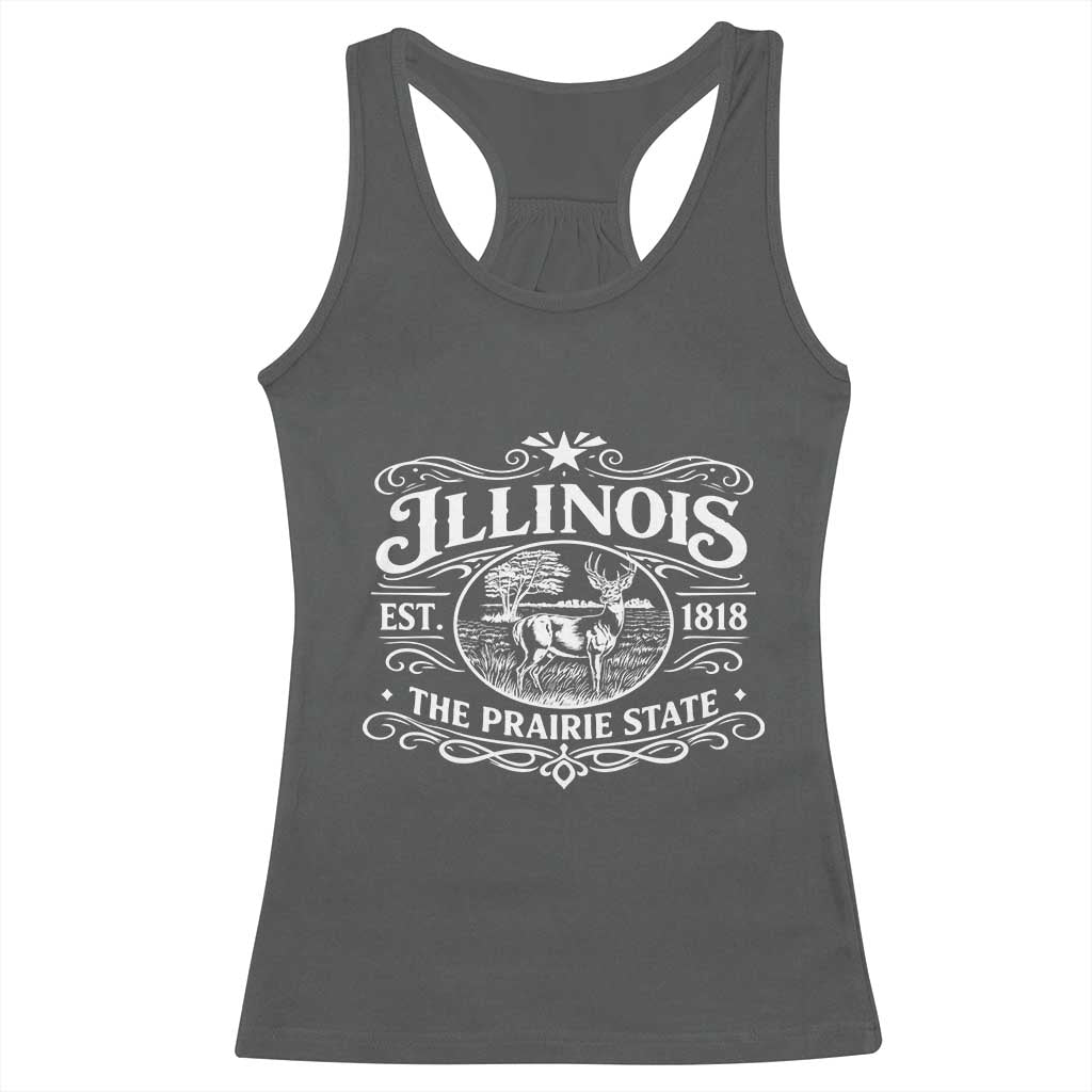 Illinois State Pride Racerback Tank Top The Prairie State Souvenir Gift TS12 Dark Heather Print Your Wear