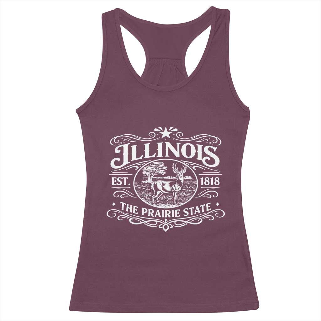 Illinois State Pride Racerback Tank Top The Prairie State Souvenir Gift TS12 Maroon Print Your Wear