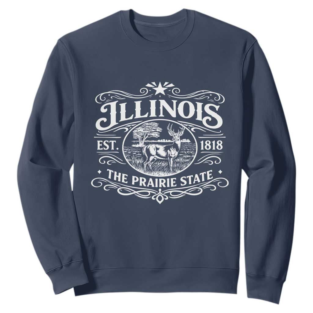 Illinois State Pride Sweatshirt The Prairie State Souvenir Gift TS12 Navy Print Your Wear