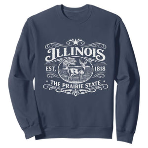 Illinois State Pride Sweatshirt The Prairie State Souvenir Gift TS12 Navy Print Your Wear