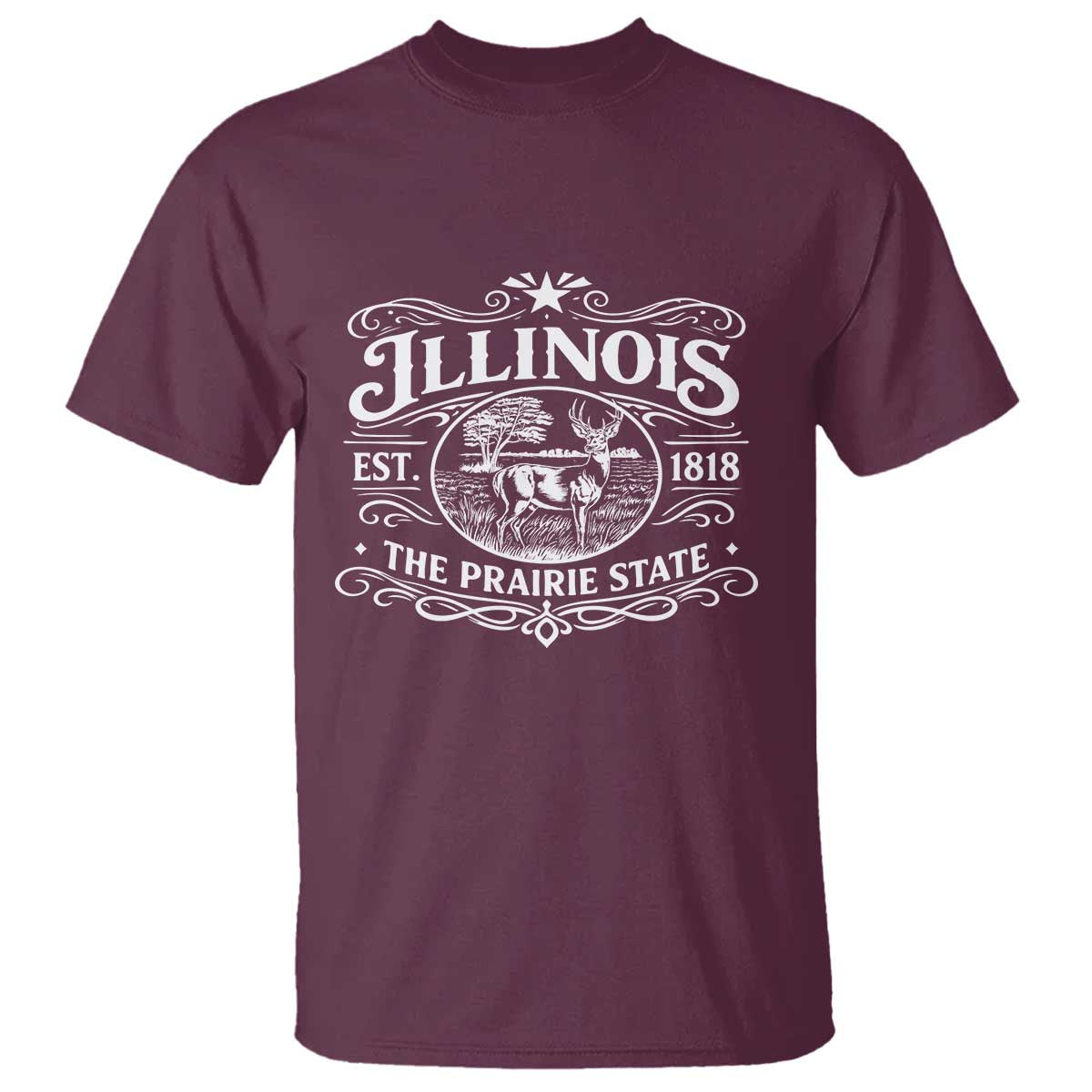 Illinois State Pride T Shirt The Prairie State Souvenir Gift TS12 Maroon Print Your Wear