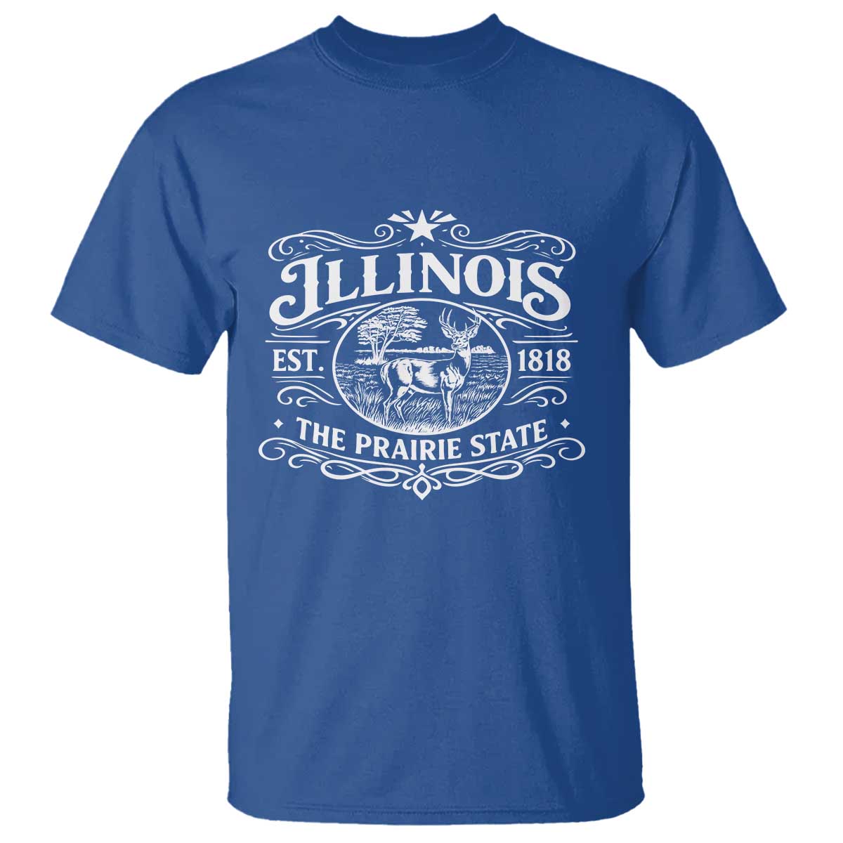 Illinois State Pride T Shirt The Prairie State Souvenir Gift TS12 Royal Blue Print Your Wear