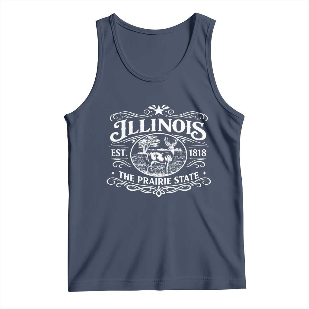 Illinois State Pride Tank Top The Prairie State Souvenir Gift TS12 Navy Print Your Wear