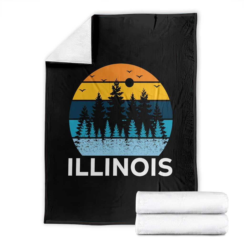 Vintage Illinois Mountain Forest Throw Blanket Nature Adventure Gift TS12 Black Print Your Wear