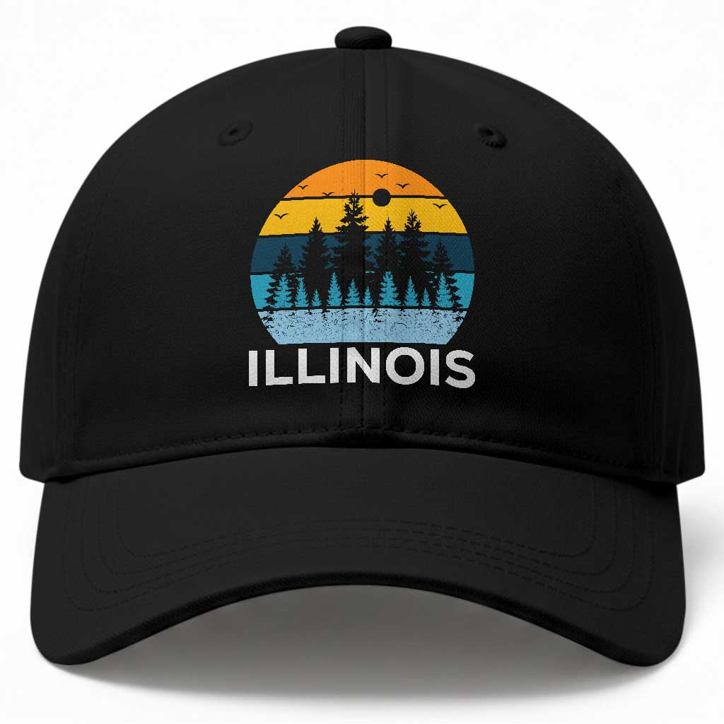Vintage Illinois Mountain Forest Baseball Cap Nature Adventure Gift TS12 Print Your Wear