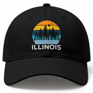 Vintage Illinois Mountain Forest Baseball Cap Nature Adventure Gift TS12 Print Your Wear