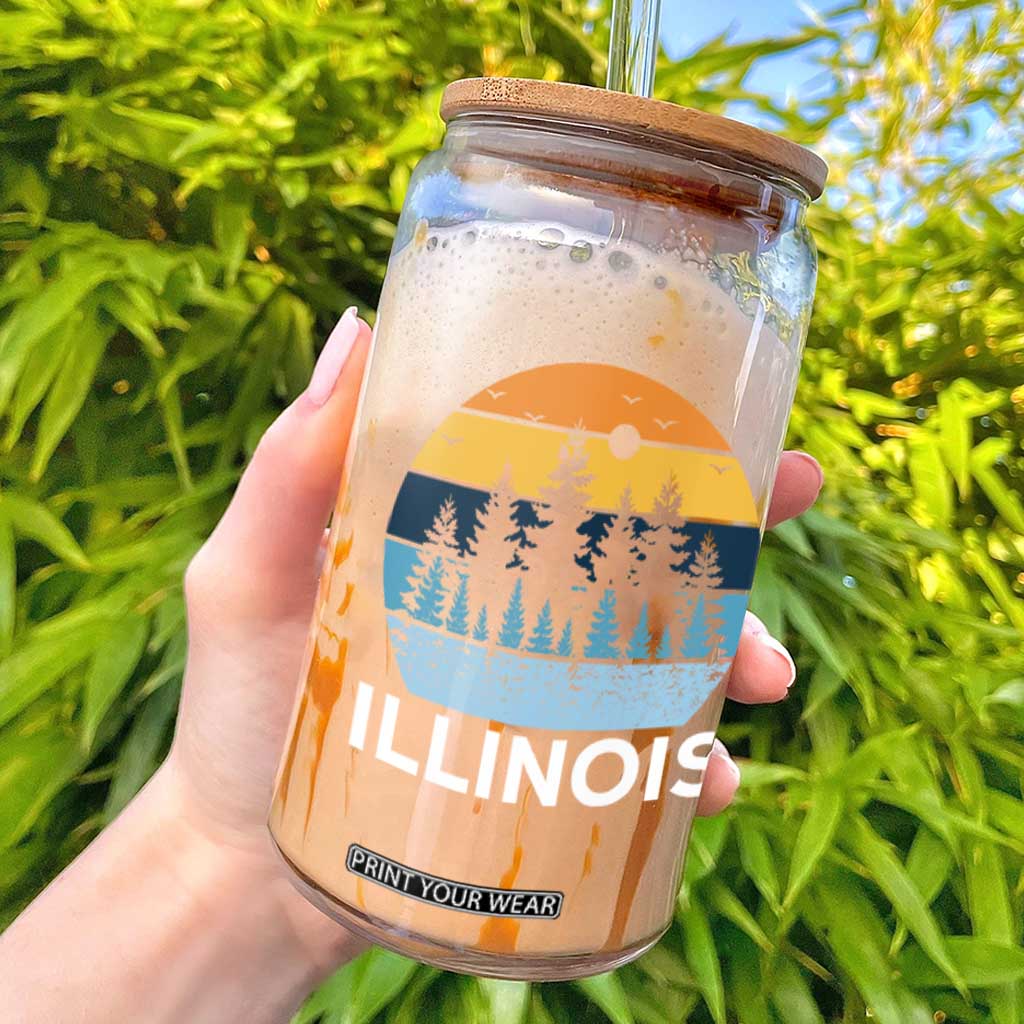 Vintage Illinois Mountain Forest Glass Can Nature Adventure Gift TS12 Black Print Your Wear