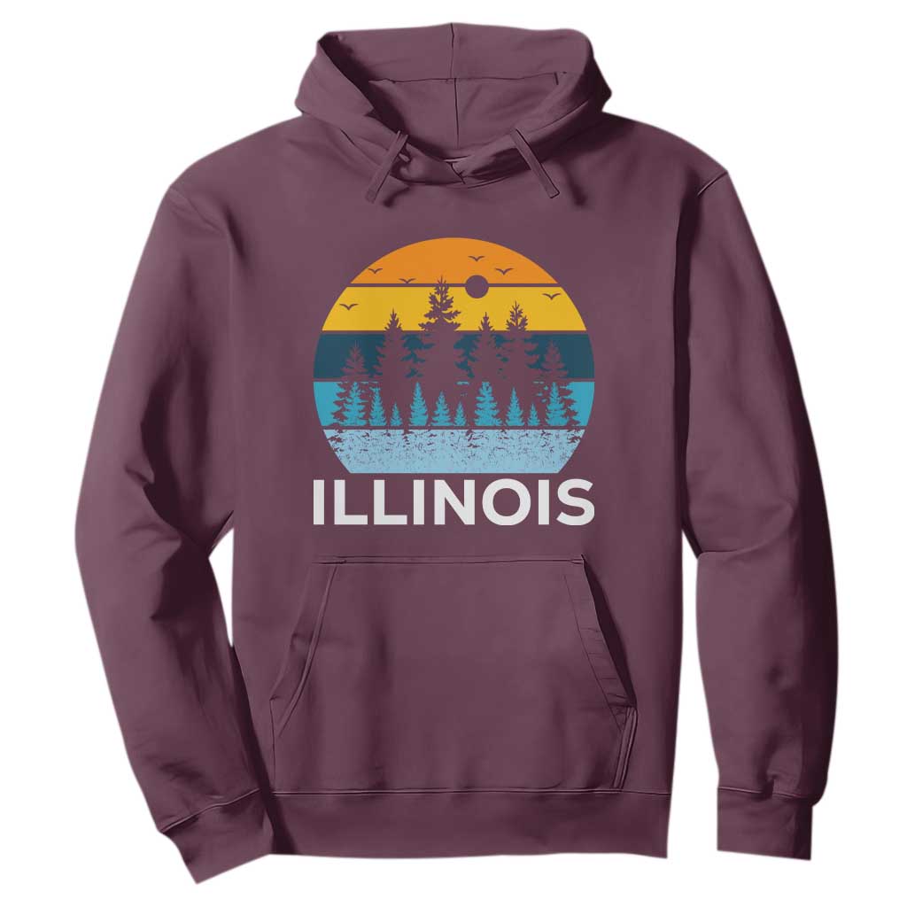 Vintage Illinois Mountain Forest Hoodie Nature Adventure Gift TS12 Maroon Print Your Wear