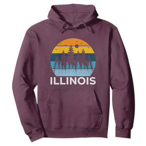 Vintage Illinois Mountain Forest Hoodie Nature Adventure Gift TS12 Maroon Print Your Wear