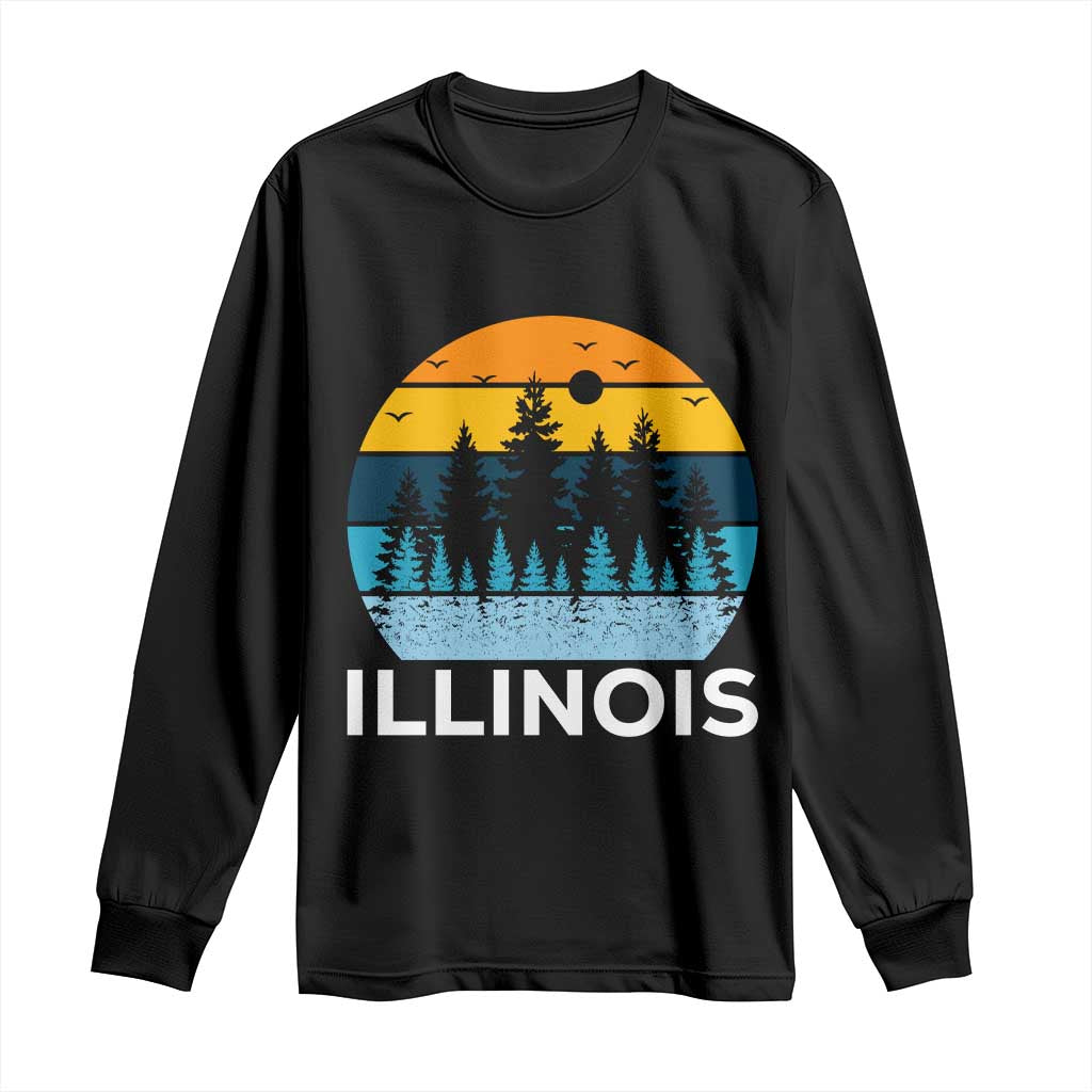 Vintage Illinois Mountain Forest Long Sleeve Shirt Nature Adventure Gift TS12 Black Print Your Wear