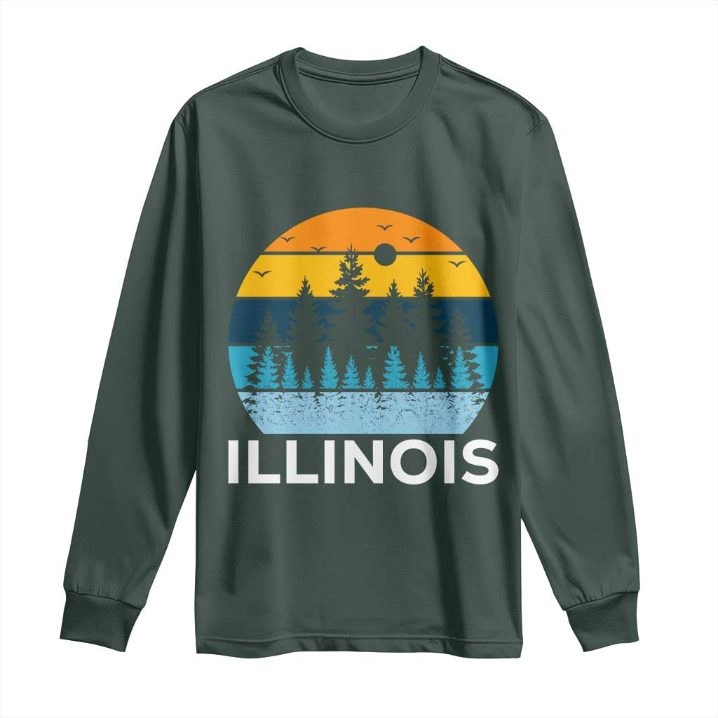 Vintage Illinois Mountain Forest Long Sleeve Shirt Nature Adventure Gift TS12 Dark Forest Green Print Your Wear