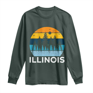 Vintage Illinois Mountain Forest Long Sleeve Shirt Nature Adventure Gift TS12 Dark Forest Green Print Your Wear