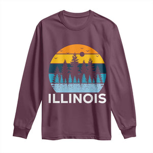 Vintage Illinois Mountain Forest Long Sleeve Shirt Nature Adventure Gift TS12 Maroon Print Your Wear