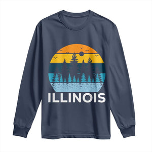 Vintage Illinois Mountain Forest Long Sleeve Shirt Nature Adventure Gift TS12 Navy Print Your Wear