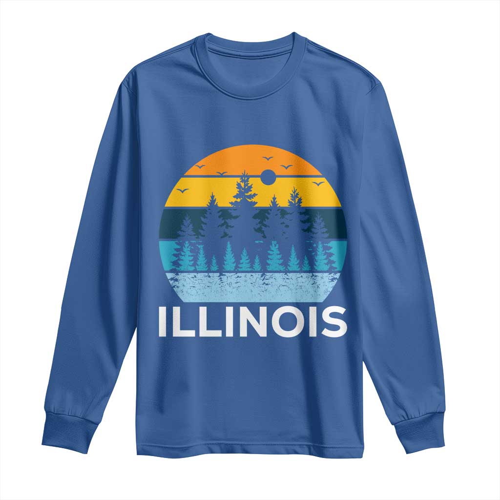 Vintage Illinois Mountain Forest Long Sleeve Shirt Nature Adventure Gift TS12 Royal Blue Print Your Wear
