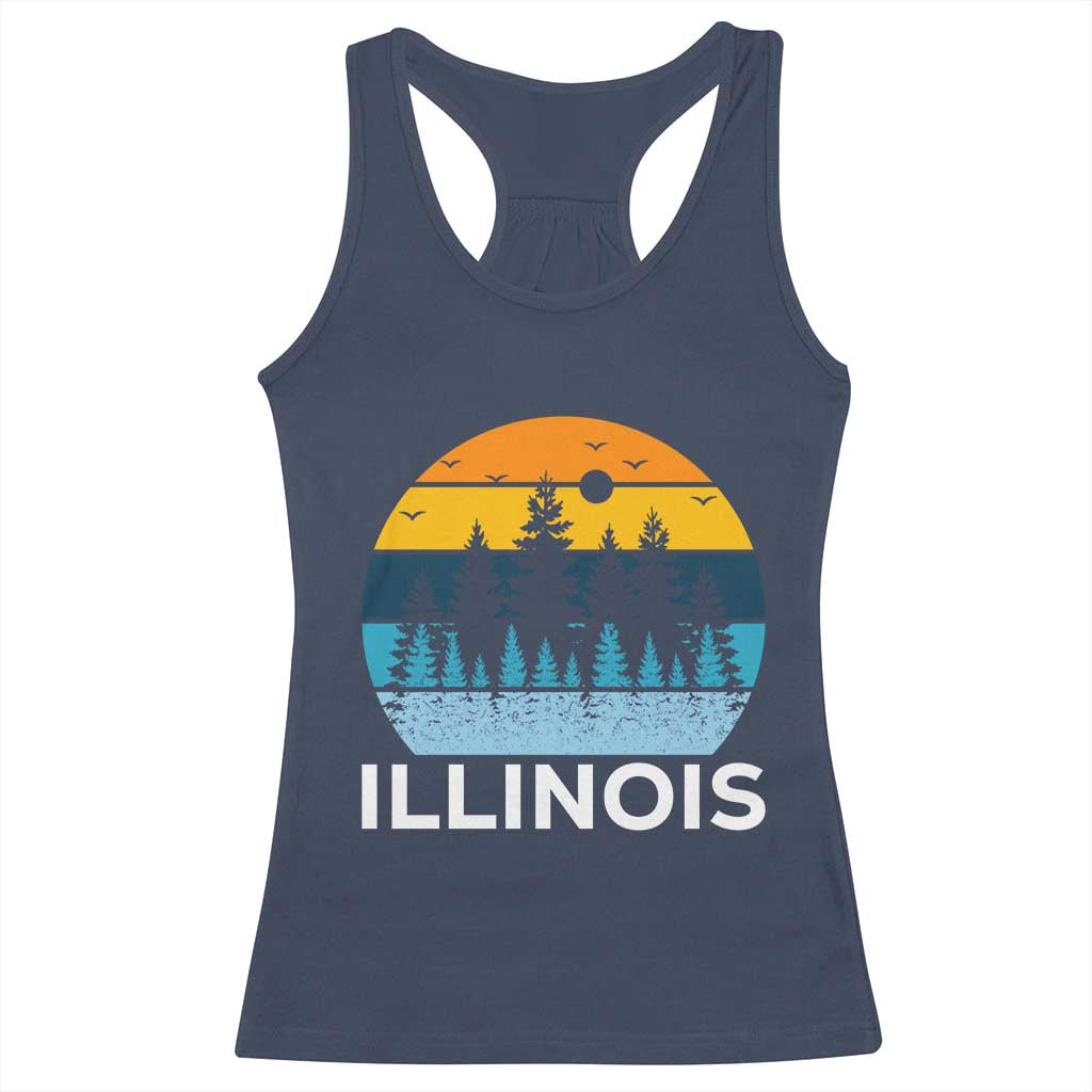 Vintage Illinois Mountain Forest Racerback Tank Top Nature Adventure Gift TS12 Navy Print Your Wear