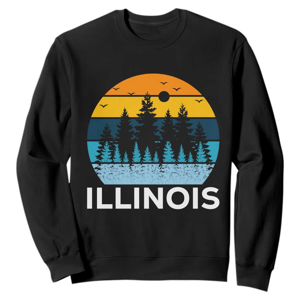 Vintage Illinois Mountain Forest Sweatshirt Nature Adventure Gift TS12 Black Print Your Wear