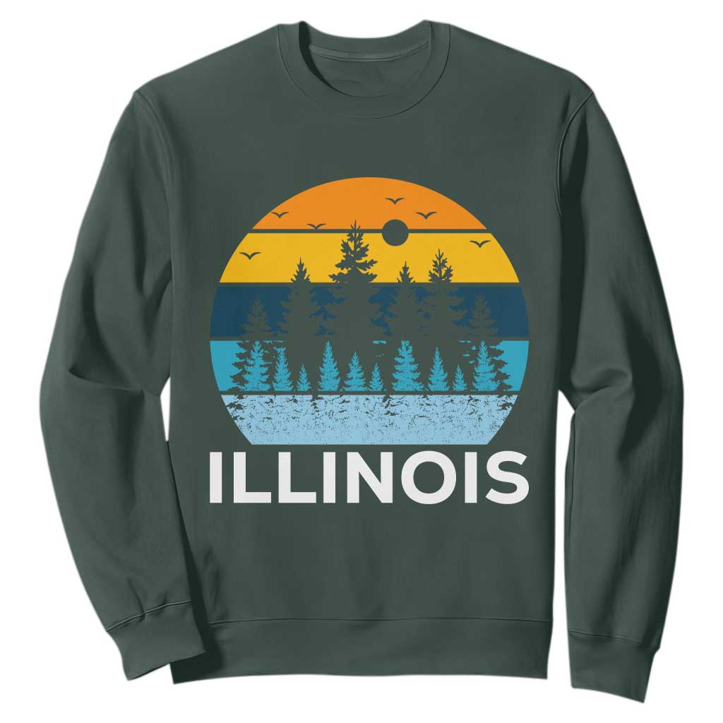 Vintage Illinois Mountain Forest Sweatshirt Nature Adventure Gift TS12 Dark Forest Green Print Your Wear