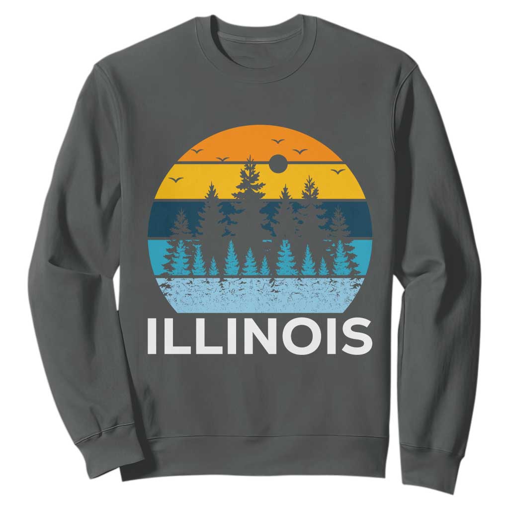 Vintage Illinois Mountain Forest Sweatshirt Nature Adventure Gift TS12 Dark Heather Print Your Wear
