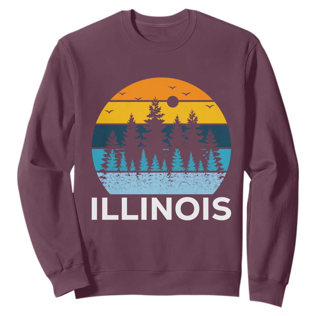 Vintage Illinois Mountain Forest Sweatshirt Nature Adventure Gift TS12 Maroon Print Your Wear