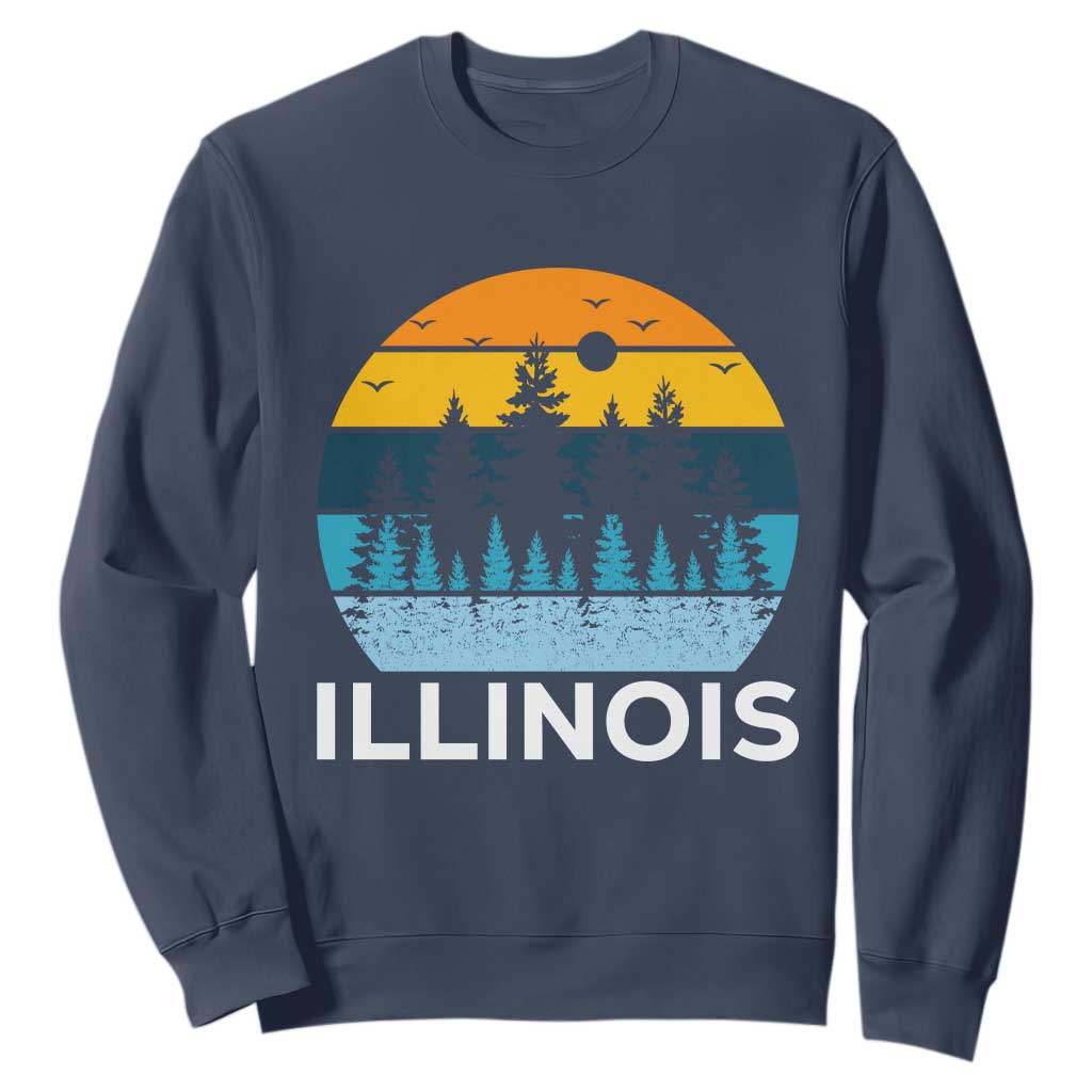 Vintage Illinois Mountain Forest Sweatshirt Nature Adventure Gift TS12 Navy Print Your Wear