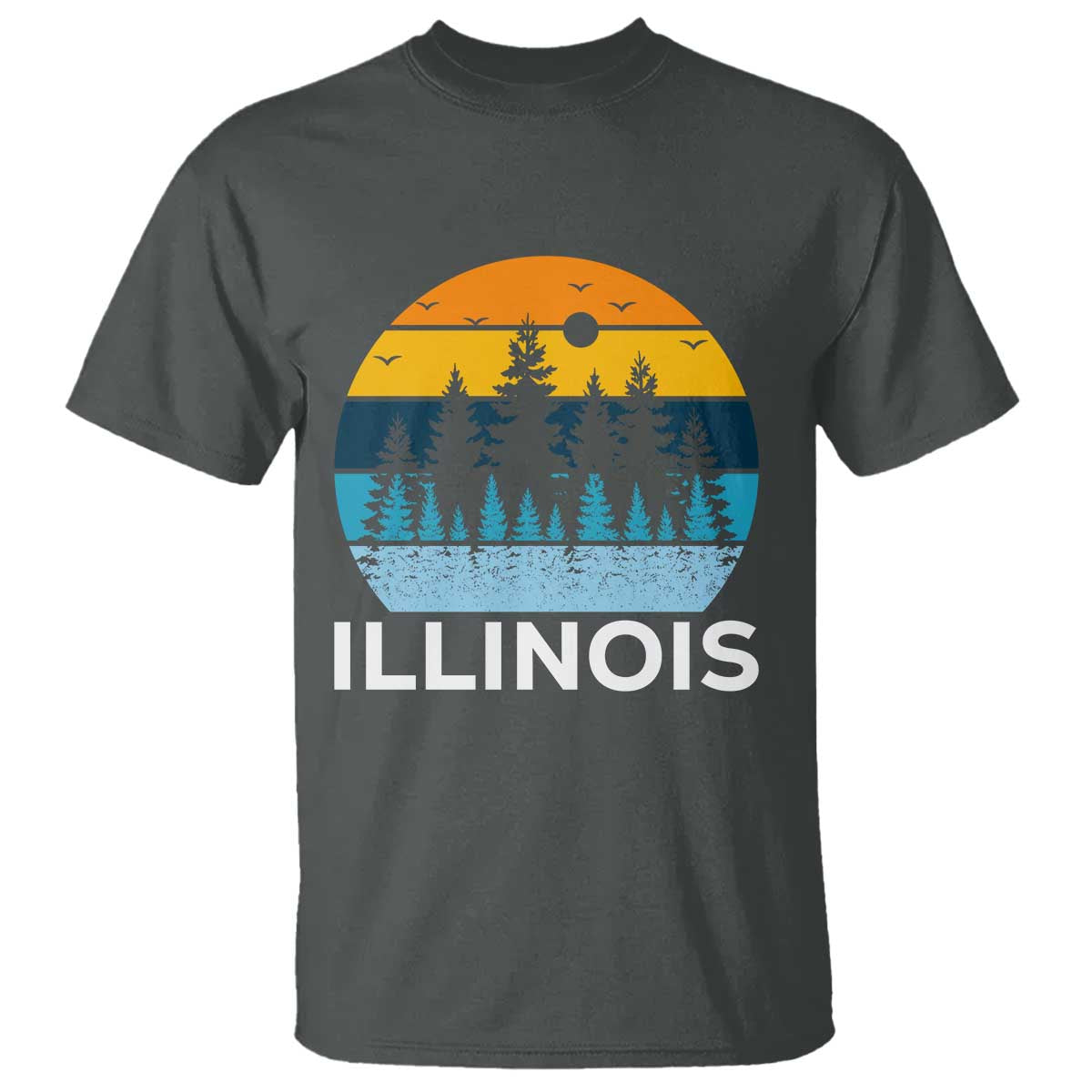 Vintage Illinois Mountain Forest T Shirt Nature Adventure Gift TS12 Dark Heather Print Your Wear