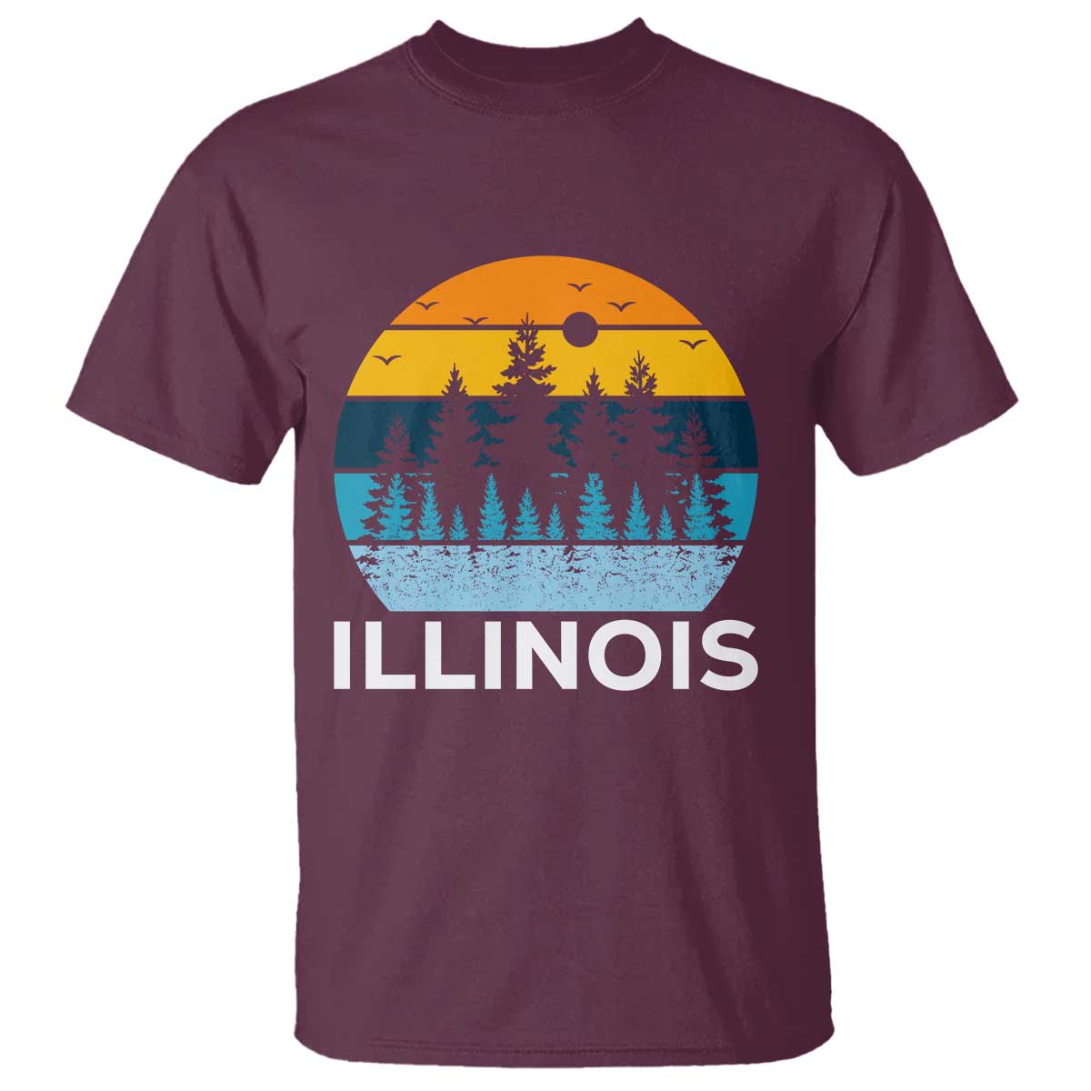 Vintage Illinois Mountain Forest T Shirt Nature Adventure Gift TS12 Maroon Print Your Wear