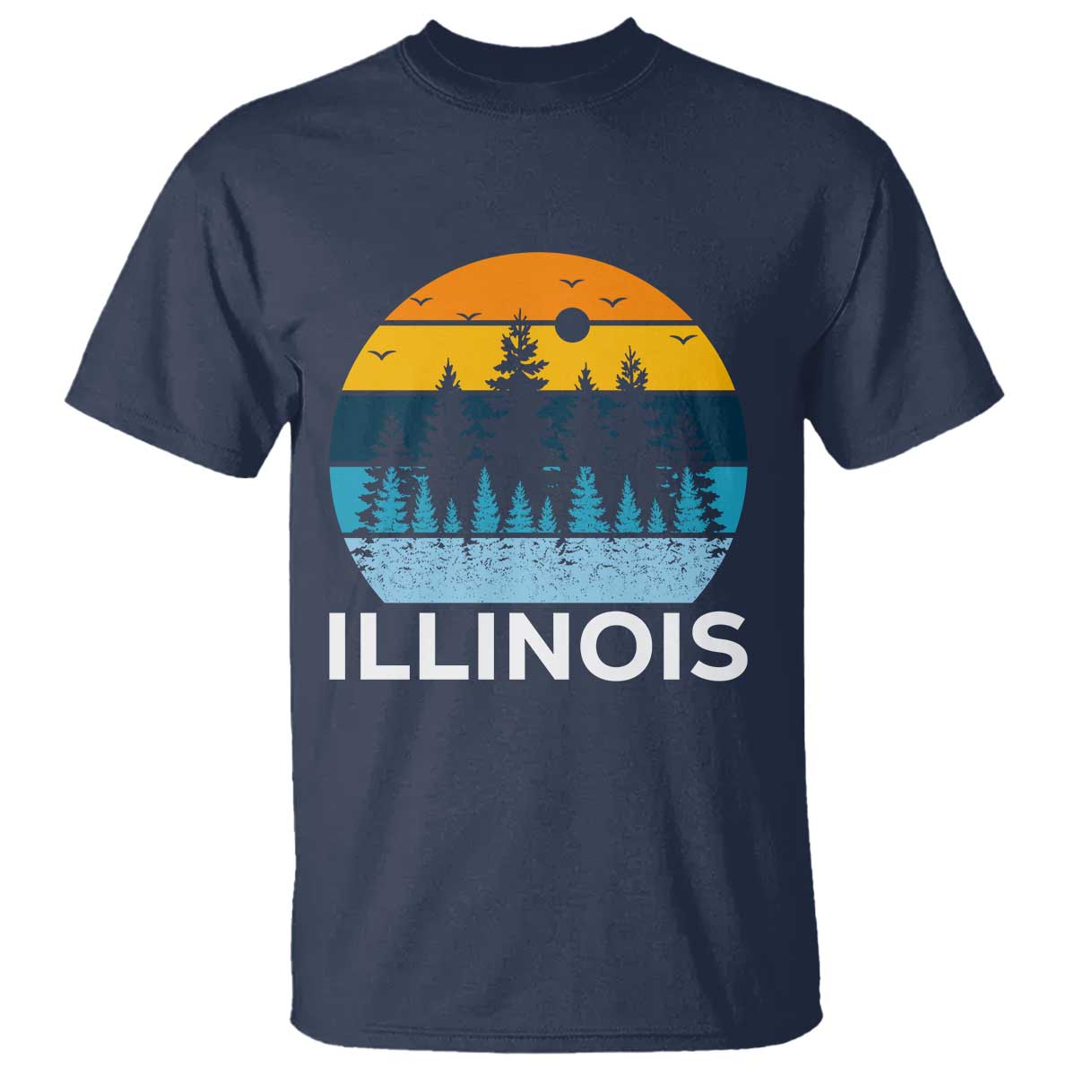 Vintage Illinois Mountain Forest T Shirt Nature Adventure Gift TS12 Navy Print Your Wear
