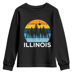 Vintage Illinois Mountain Forest Youth Sweatshirt Nature Adventure Gift TS12 Black Print Your Wear