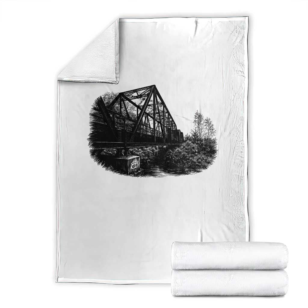 Mother Road Adventure Graphic Throw Blanket Vintage Route Highway 66 Bridge TS12 White Print Your Wear