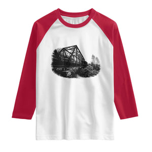 Mother Road Adventure Graphic Raglan Shirt Vintage Route Highway 66 Bridge TS12 White Red Print Your Wear