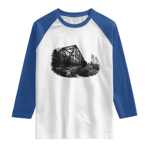 Mother Road Adventure Graphic Raglan Shirt Vintage Route Highway 66 Bridge TS12 White Royal Print Your Wear