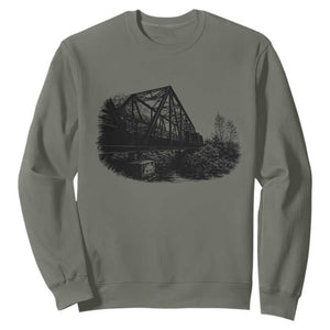 Mother Road Adventure Graphic Sweatshirt Vintage Route Highway 66 Bridge TS12 Military Green Print Your Wear
