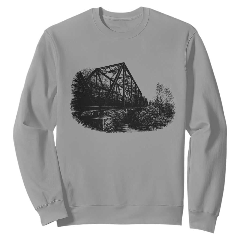 Mother Road Adventure Graphic Sweatshirt Vintage Route Highway 66 Bridge TS12 Sport Gray Print Your Wear