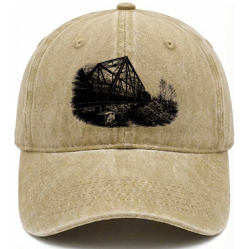 Mother Road Adventure Graphic Washed Cotton Baseball Cap Vintage Route Highway 66 Bridge TS12 Print Your Wear