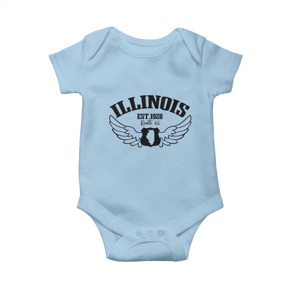 Illinois Route Highway 66 Souvenir Baby Onesie Open Road Adventure TS12 Light Blue Print Your Wear