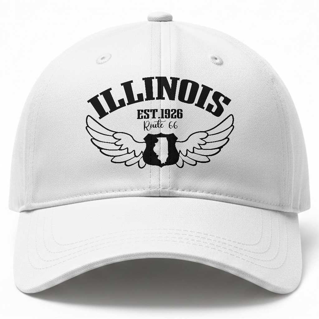 Illinois Route Highway 66 Souvenir Baseball Cap Open Road Adventure TS12 Print Your Wear