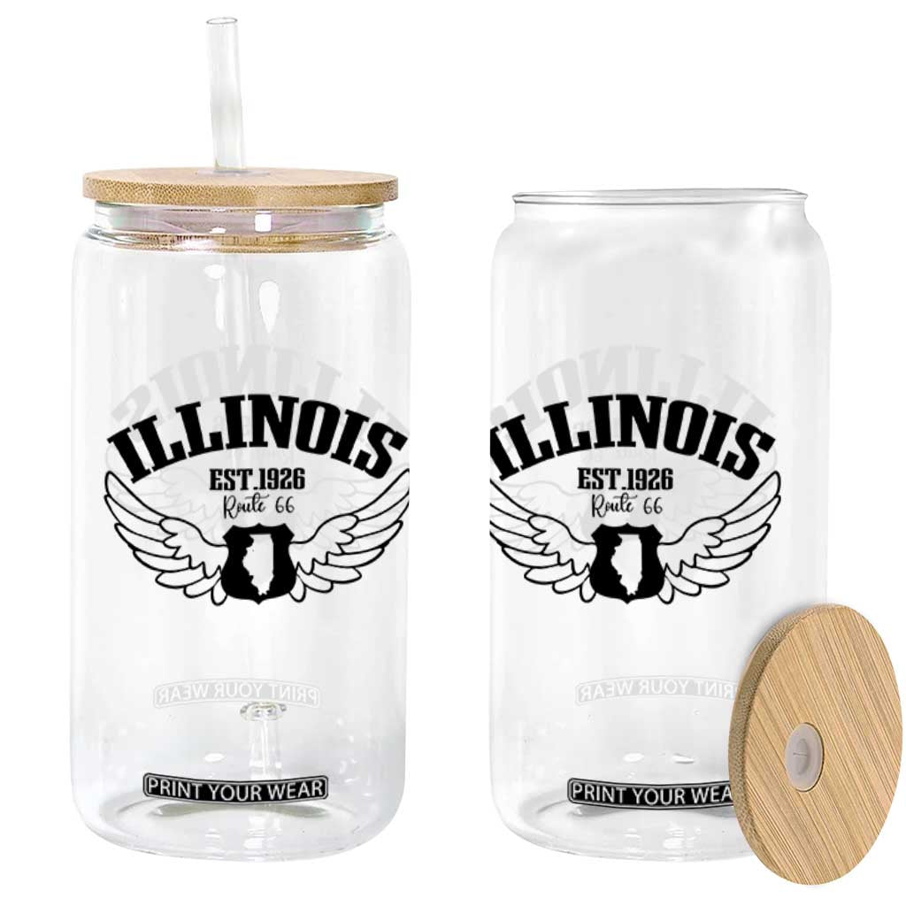 Illinois Route Highway 66 Souvenir Glass Can Open Road Adventure TS12 Print Your Wear