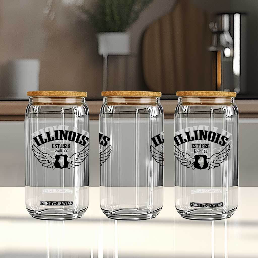 Illinois Route Highway 66 Souvenir Glass Can Open Road Adventure TS12 Print Your Wear