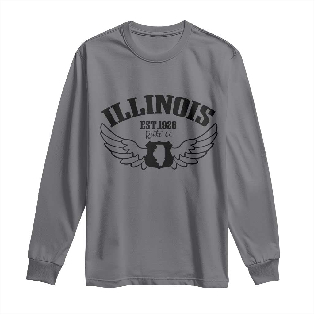 Illinois Route Highway 66 Souvenir Long Sleeve Shirt Open Road Adventure TS12 Charcoal Print Your Wear