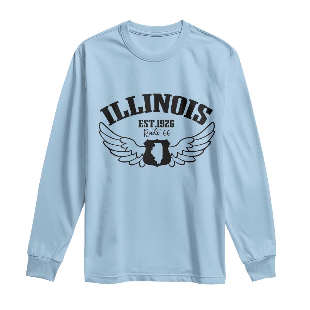 Illinois Route Highway 66 Souvenir Long Sleeve Shirt Open Road Adventure TS12 Light Blue Print Your Wear
