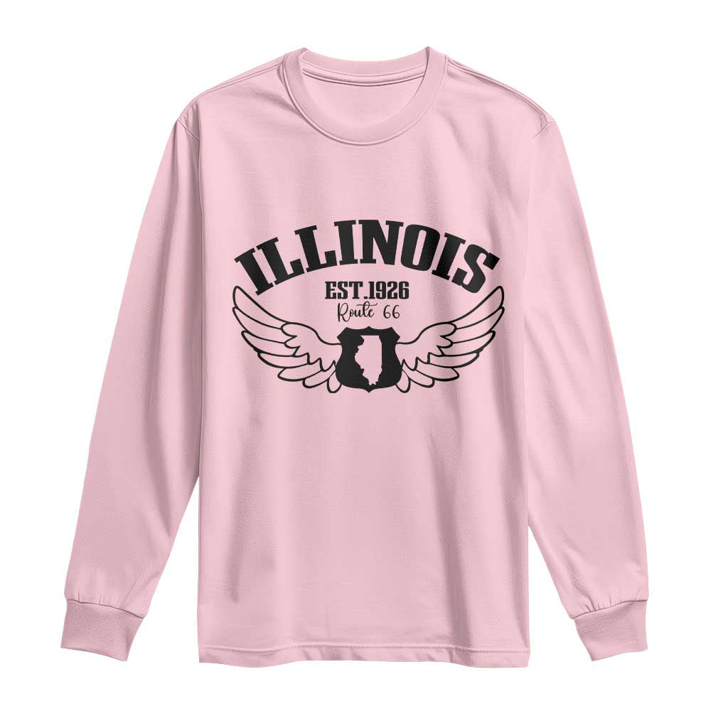 Illinois Route Highway 66 Souvenir Long Sleeve Shirt Open Road Adventure TS12 Light Pink Print Your Wear