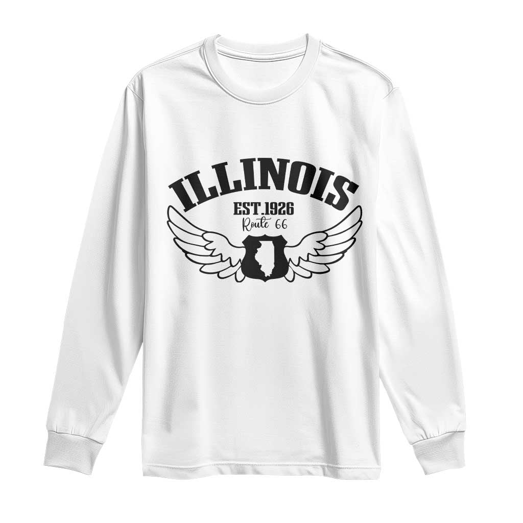 Illinois Route Highway 66 Souvenir Long Sleeve Shirt Open Road Adventure TS12 White Print Your Wear