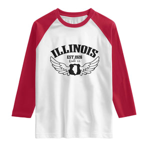 Illinois Route Highway 66 Souvenir Raglan Shirt Open Road Adventure TS12 White Red Print Your Wear
