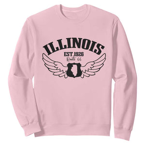 Illinois Route Highway 66 Souvenir Sweatshirt Open Road Adventure TS12 Light Pink Print Your Wear