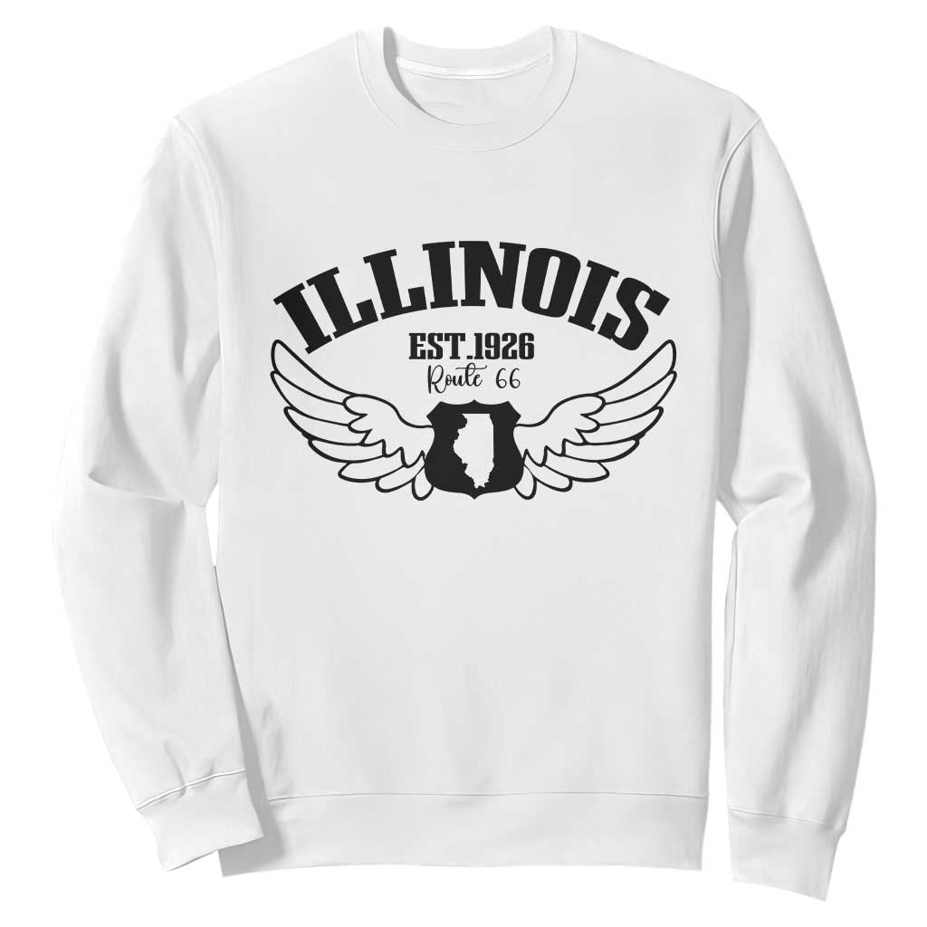 Illinois Route Highway 66 Souvenir Sweatshirt Open Road Adventure TS12 White Print Your Wear