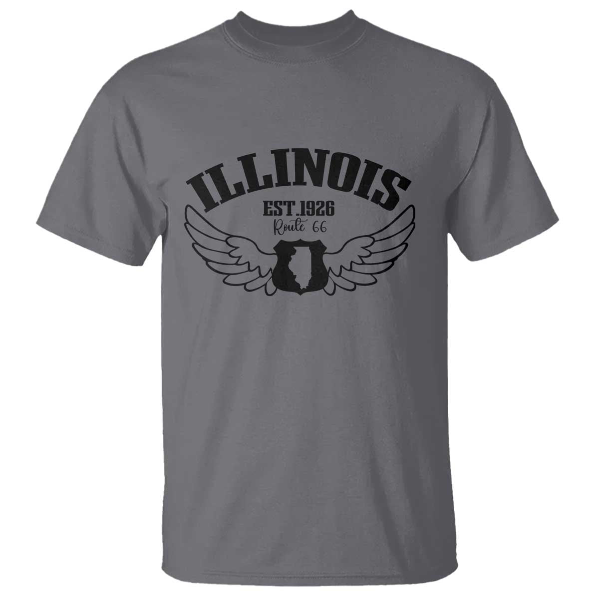 Illinois Route Highway 66 Souvenir T Shirt Open Road Adventure TS12 Charcoal Print Your Wear